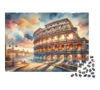 Aquarelle du Colisée Romain 1000 Pièce Stock De Cartes Premium Puzzle Classique Amants De Famille Décompression Jeu Cadeaux Pack De Valeur 52x38cm/1000pcs