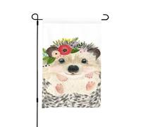 Aquarelle d'un adorable hérisson mignon,Drapeau de jardin décoratif double face pour intérieur et extérieur, 30 x 45 cm