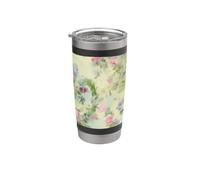 Aquarelle fantaisiste Jardin éclatant Fleurs vibrantes Gobelet isotherme en acier inoxydable double paroi