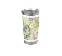 Aquarelle fantaisiste Jardin éclatant Fleurs vibrantes Gobelet isotherme en acier inoxydable double paroi