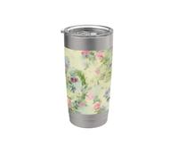 Aquarelle fantaisiste Jardin éclatant Fleurs vibrantes Gobelet isotherme en acier inoxydable double paroi