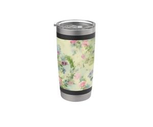 Aquarelle fantaisiste Jardin éclatant Fleurs vibrantes Gobelet isotherme en acier inoxydable double paroi