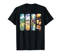 Aquarelle Ferme Montagne Paysage Campagne T-Shirt