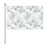 Aquarelle Feuille Florale Verte Eucalyptus Feuilles Rondes Succulentes,Drapeau de jardin, bannière décorative, drapeau double face, 2 x 3 pieds, pour extérieur et intérieur