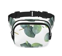 Aquarelle Feuilles d'eucalyptus Branches,Sac Banane carré Double Couche, Sac de Poitrine