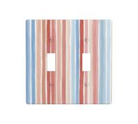 Aquarelle fine verticale coup de pinceau rayures double gang bascule plaque murale interrupteur décor taille standard - 11,4 x 11,4 cm