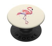 Aquarelle Flamant Rose Oiseau Tropical Beach Illustration PopSockets PopGrip Adhésif