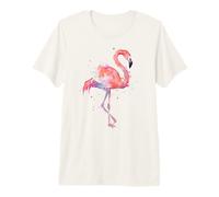 Aquarelle Flamant Rose Oiseau Tropical Beach Illustration T-Shirt Haut de Gamme