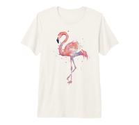 Aquarelle Flamant Rose T-Shirt Haut de Gamme