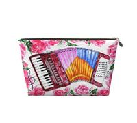 Aquarelle Fleur Accordéon Rose, Trousse de Maquillage Trousse à cosmétiques Trousse de Toilette de Voyage Portable Pochette de Toilette