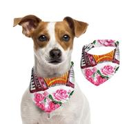 Aquarelle Fleur d'Accordéon Rose,Bandanas pour Chien, écharpe en Coton, Bavoirs réglables pour Animaux de Compagnie,M