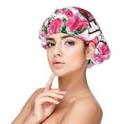 Aquarelle Fleur d'Accordéon Rose,Bonnet de nuit en satin pour adulte - Bonnet de nuit élastique pour femme, couvre-cheveux de nuit