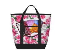 Aquarelle Fleur d'Accordéon Rose,Sacs à lunch isothermes de grande capacité pour femmes et hommes