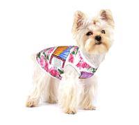 Aquarelle Fleur d'Accordéon Rose,T-Shirt sans Manches en Coton pour Animaux de Compagnie, Gilet Respirant, Extensible et Doux,S