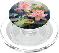 Aquarelle Fleur de Lotus PopSockets PopGrip pour MagSafe