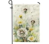 Aquarelle Fleur Jaune Blanc Jardin Drapeau De Jardin De Pissenlit Drapeau De Jardin Drapeau De Jardin Double Face Polyester Printemps Été Décoration De Pelouse Extérieure 12x18