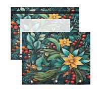 Aquarelle Fleur Oeuvre Trousses à Crayons Transparentes pour Chevet,Compatibles avec les Classeurs à 3 Anneaux(2 Pack)