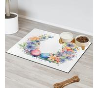 Aquarelle Fleur Œufs de Pâques Tapis d'alimentation pour chat Chien Gamelle à eau Tapis d'alimentation pour animaux de compagnie Tapis d'alimentation absorbant Nti-Slip Contain les déversements