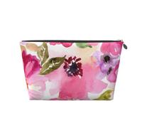 Aquarelle Fleurs Rose Fuchsia, Trousse de Toilette Trousse de Maquillage Sac à cosmétiques Trousse de Toilette de Voyage Portable