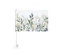Aquarelle Fleurs sauvages et feuillage voiture drapeau extérieur fenêtre clip 30 x 45 cm double face décoration de voiture