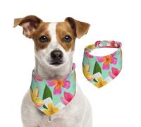 Aquarelle Fleurs Tropicales Floral Plumeria,Bandanas pour Chien, écharpe en Coton, Bavoirs réglables pour Animaux de Compagnie,L