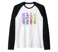 Aquarelle Floral Bouquet Fleurs Sauvages Jardin Art Manche Raglan