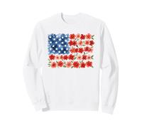 Aquarelle Floral Drapeau Américain Patriotisme Design Sweatshirt