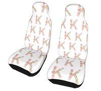 Aquarelle Floral Lettre K 2 pièces Housses de siège de voiture sièges avant, protections automobiles tapis de voiture housse de coussin de véhicule universelle pour la plupart des voitures SUV camions