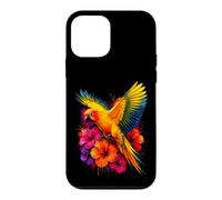 Aquarelle Floral Soleil Conure Hibiscus Fleurs Amoureux des Oiseaux Coque pour iPhone 12 Mini