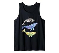 Aquarelle Florale Baleines Orca Bleu Baleine à Bosse Débardeur