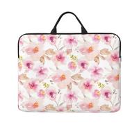 Aquarelle Florale Rose et Violette,Housse pour Ordinateur Portable 14 Pouces, Sacoche pour Ordinateur Portable, Mallette avec poignée