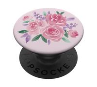 Aquarelle florale rose PopSockets PopGrip Adhésif