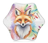 Aquarelle Fox Parapluie pour enfants avec bouton poussoir, protection solaire UV50+, sécurité réfléchissante, compact, 3 à 8 ans