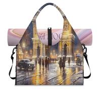 Aquarelle France Arc de Triomphe Sac de sport pour femme et homme Sac de week-end avec compartiment à chaussures Sac fourre-tout à bandoulière pour yoga, gym, voyage, couleur, L, Organiseur de sac