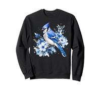 Aquarelle geai Bleu Floral Observation des Oiseaux Mignon Oiseau Sweatshirt