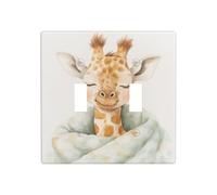 Aquarelle girafe endormie dans une couverture double bande à bascule plaque murale interrupteur décoration taille standard - 11,4 x 11,4 cm