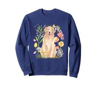 Aquarelle Golden Retriever Cottagecore Spring Time Sweatshirt