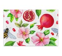 Aquarelle Grenades Floral Puzzle 500 pièces Adultes Peinture Animaux Art Personnalisé Difficile Grand Puzzle Éléphant Blanc, 52,8 x 37,9 cm