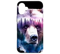 Aquarelle Grizzly Bear Mountain Trees Coque pour iPhone 16 Plus