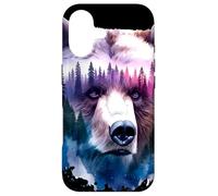 Aquarelle Grizzly Bear Mountain Trees Coque pour iPhone 17