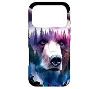 Aquarelle Grizzly Bear Mountain Trees Coque pour iPhone 17 Pro