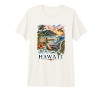Aquarelle Hawaï Tropical Island Paradise Design T-Shirt Haut de Gamme