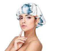 Aquarelle Hippopotame mignon Pastèque,Bonnet de nuit en satin pour adulte - Bonnet de nuit élastique pour femme, couvre-cheveux de nuit