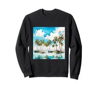Aquarelle île ensoleillée Arbres tropicaux Palmiers de Plage v4 Sweatshirt