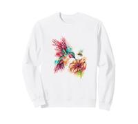 Aquarelle Jealous Bee Colibri et Fleur d'hibiscus Sweatshirt