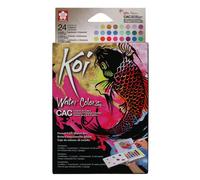 Aquarelle Koi 24 Demi,Godets Couleurs Métalliques Et Fluo