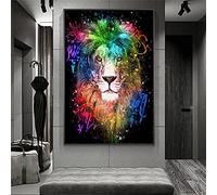 Aquarelle Lion Abstrait Toile Peintures sur le Mur Art Affiches et Gravures Animaux Graffiti Art Photos Décor À La Maison 70x90cm(28x35in) Sans Cadre