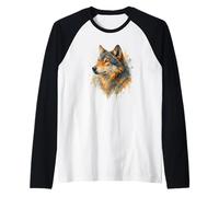 Aquarelle Loup Artistique Nature Faune Animal Design Manche Raglan