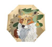 Aquarelle Loup Perdu Parapluie Pliable Pliant à Ouverture Automatique Parapluies Pliant Coupe-Vent pour Voyager Plage Femmes Enfants Homme Fille