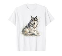 Aquarelle Loup Sauvage Animal Nature Faune T-Shirt Graphique avec Valeur